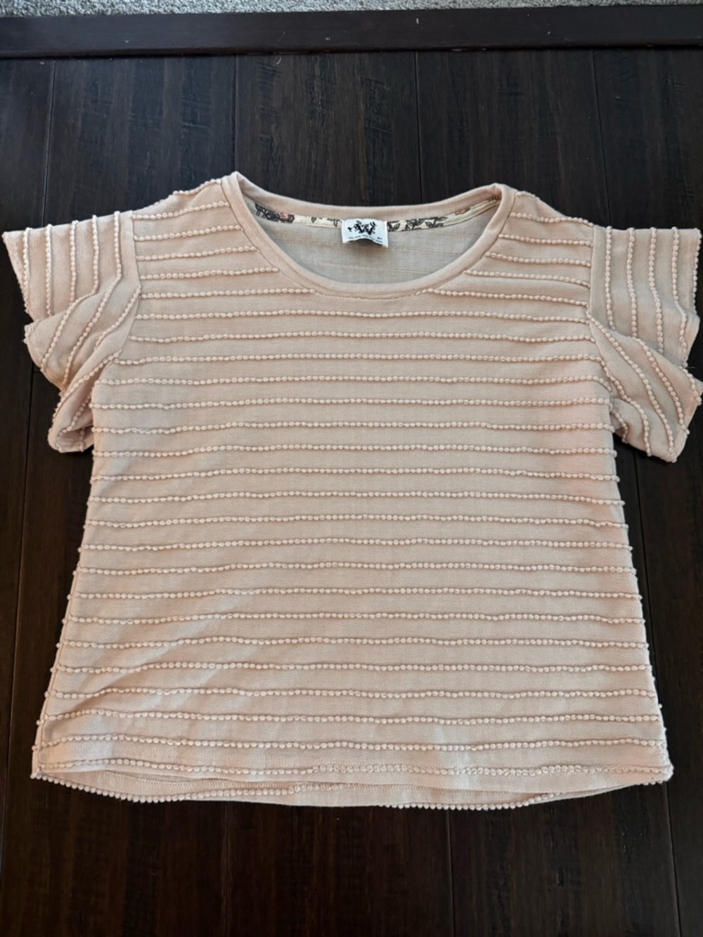 Textured Baby Pink Short Sleeve Blouse